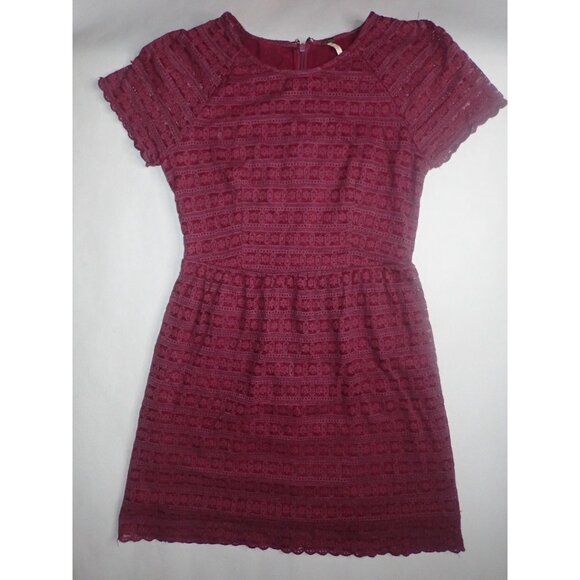 Free People Henna burgundy dress Women 2 Lace overlay‎ short Sleeve Party - Picture 8 of 8